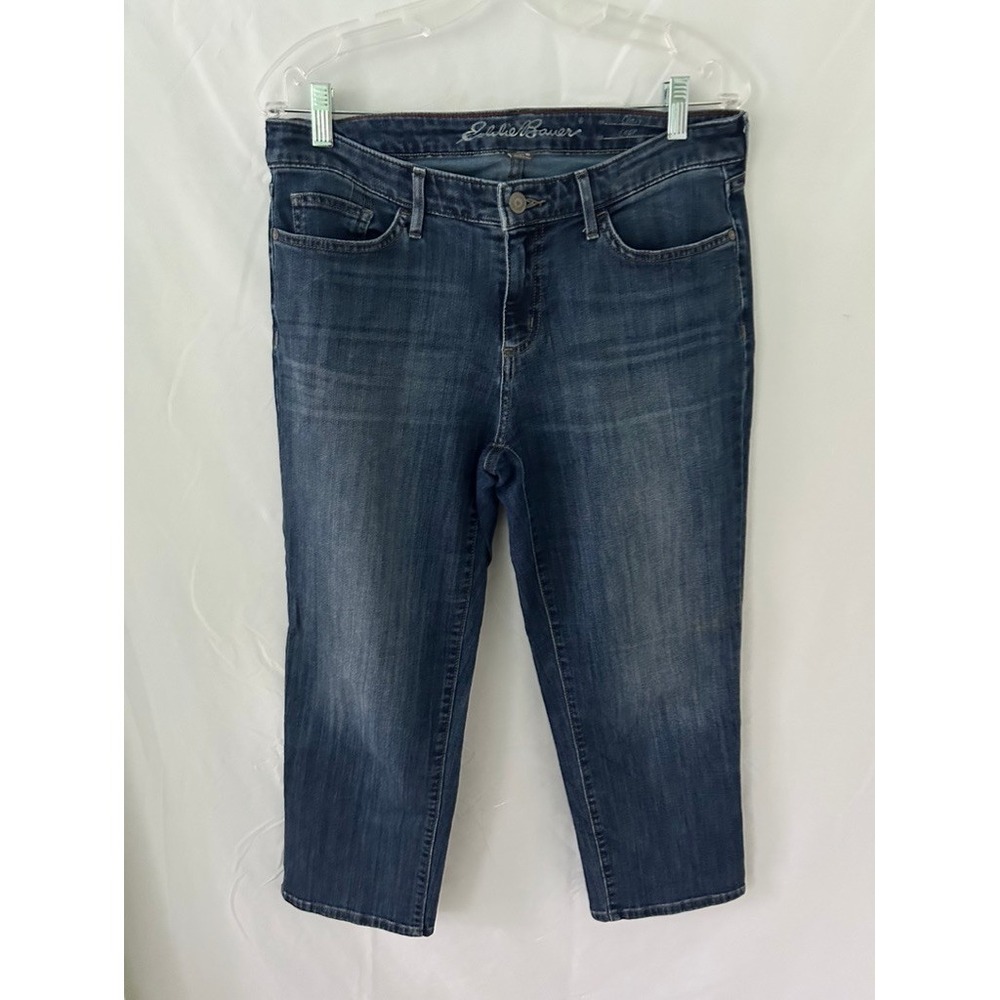 Eddie Bauer‎ Womens Jeans Blue Denim Cropped Straight Leg Size 10